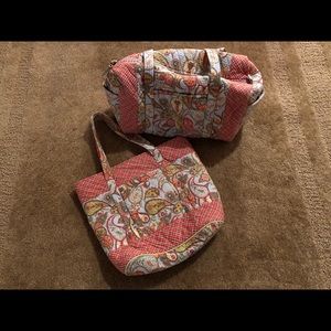 Paisley duffle bag with matching purse.